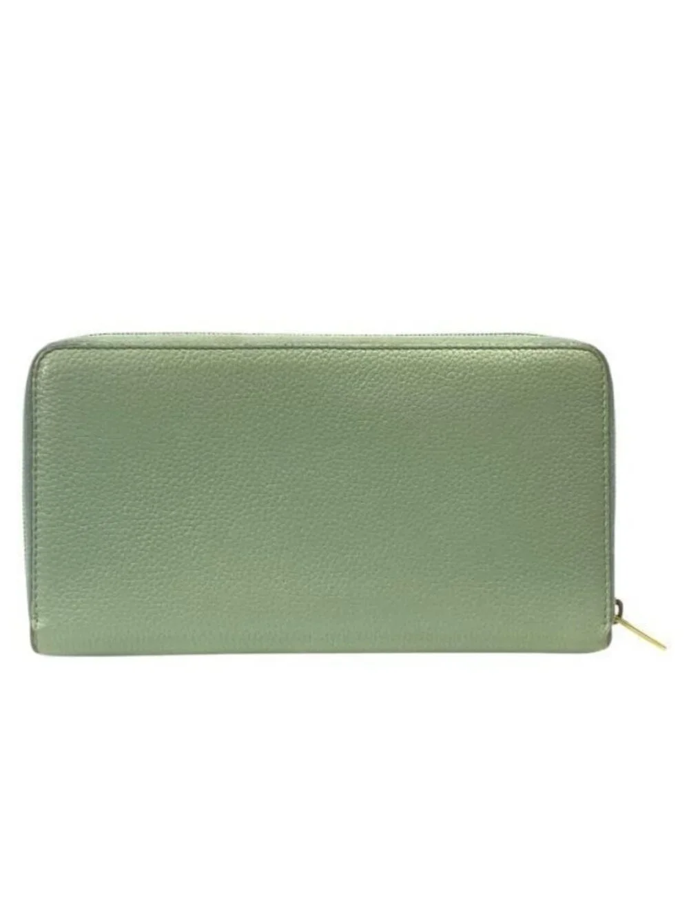 Celine Wallet Long Round Zipper Logo Leather Green